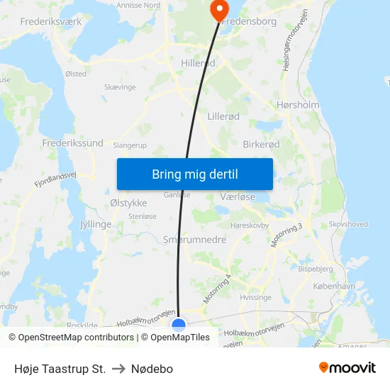 Høje Taastrup St. to Nødebo map
