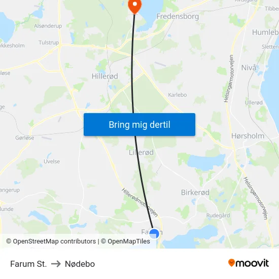 Farum St. to Nødebo map
