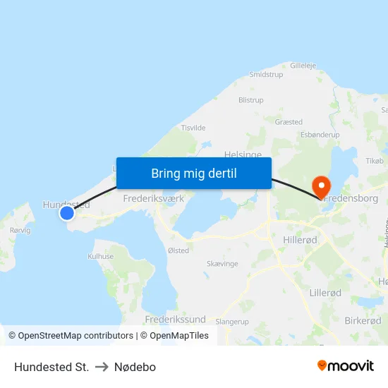 Hundested St. to Nødebo map