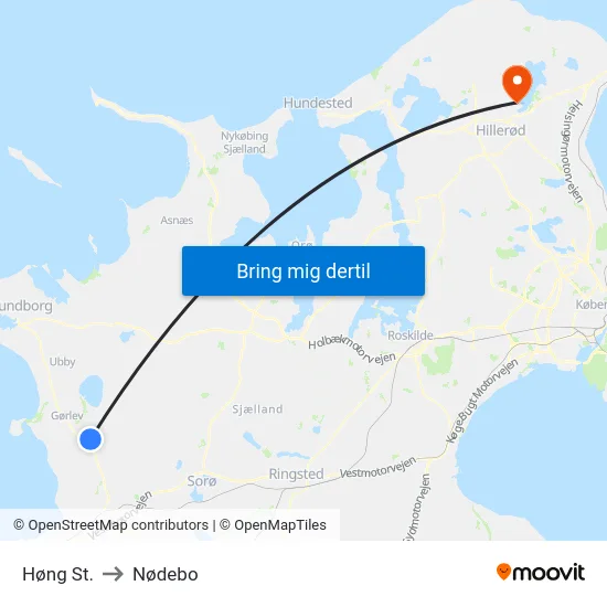 Høng St. to Nødebo map