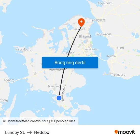 Lundby St. to Nødebo map