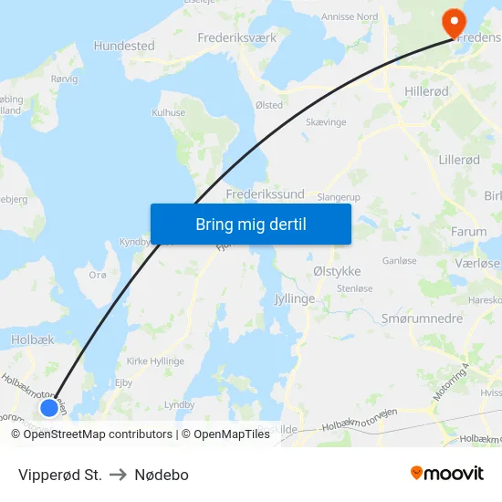 Vipperød St. to Nødebo map