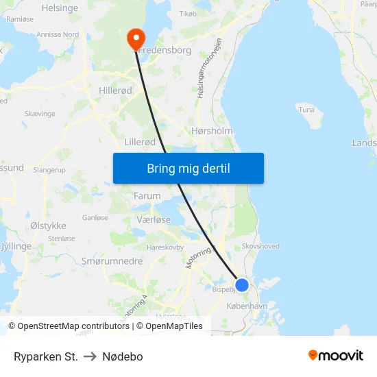 Ryparken St. to Nødebo map
