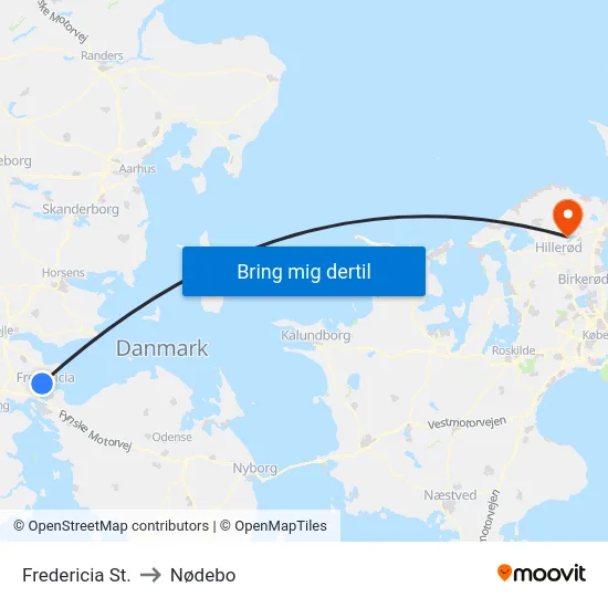 Fredericia St. to Nødebo map