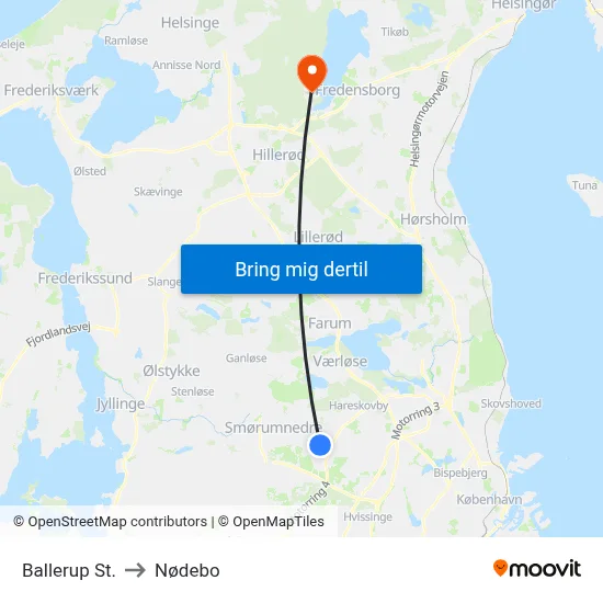 Ballerup St. to Nødebo map