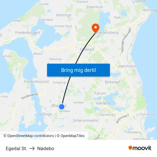 Egedal St. to Nødebo map