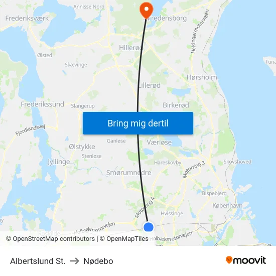 Albertslund St. to Nødebo map