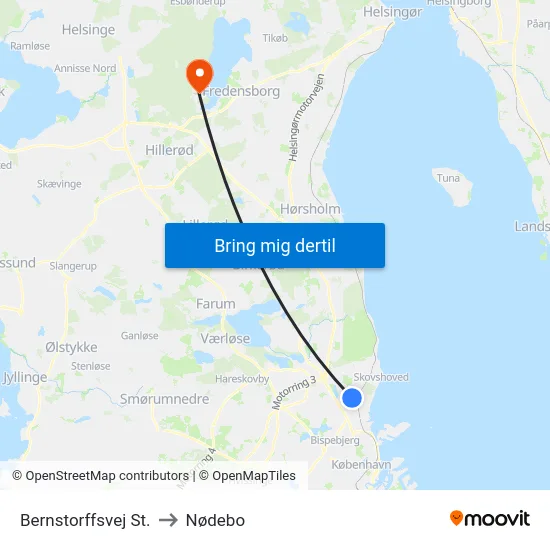 Bernstorffsvej St. to Nødebo map