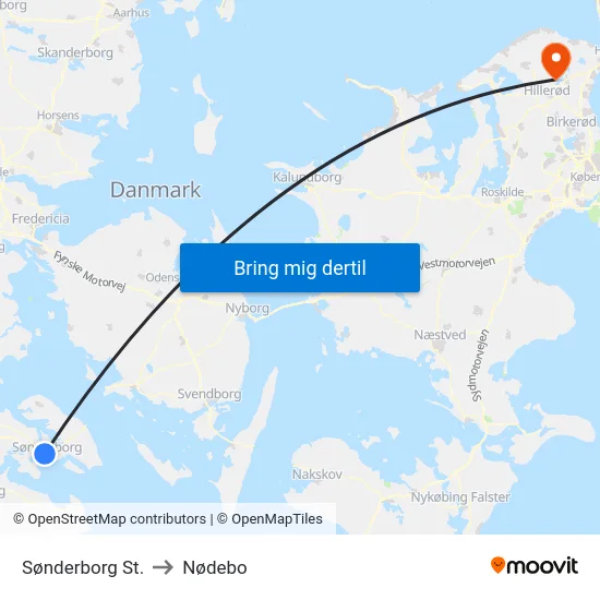 Sønderborg St. to Nødebo map