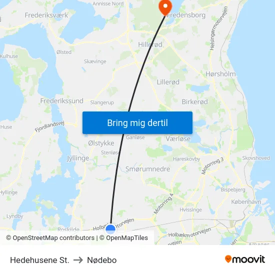 Hedehusene St. to Nødebo map