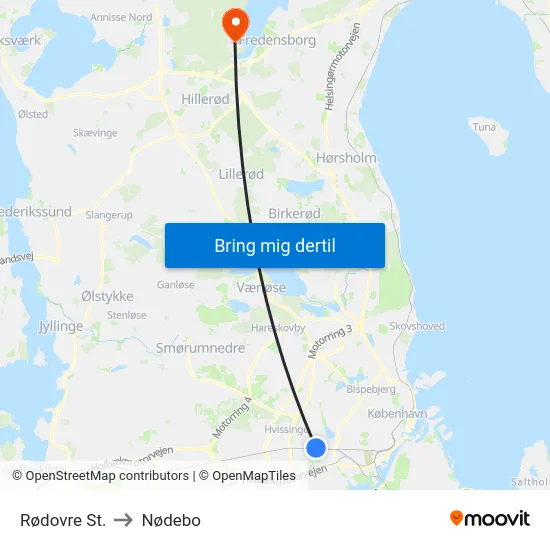 Rødovre St. to Nødebo map