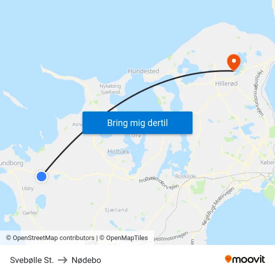 Svebølle St. to Nødebo map