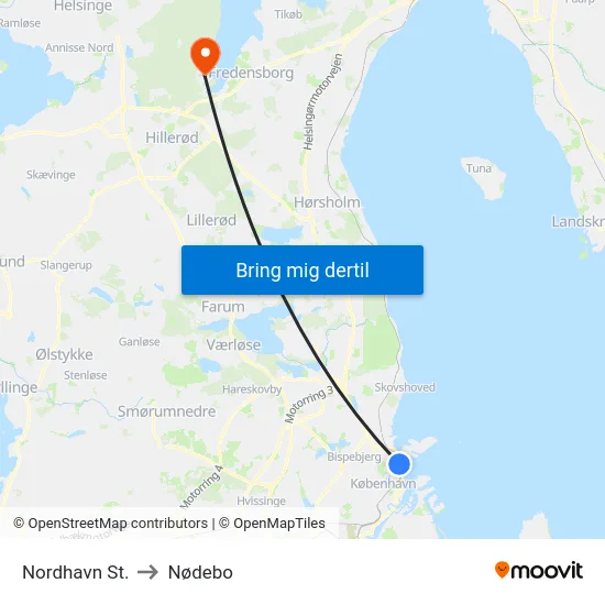Nordhavn St. to Nødebo map