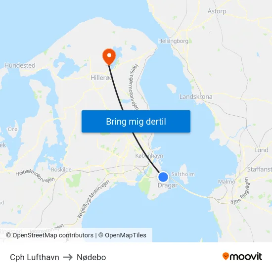 Cph Lufthavn to Nødebo map
