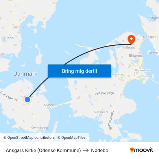 Ansgars Kirke (Odense Kommune) to Nødebo map