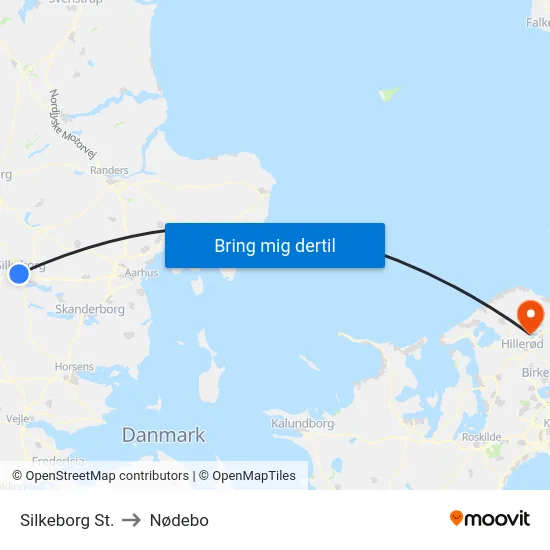 Silkeborg St. to Nødebo map