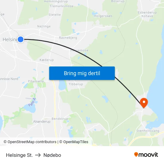Helsinge St. to Nødebo map