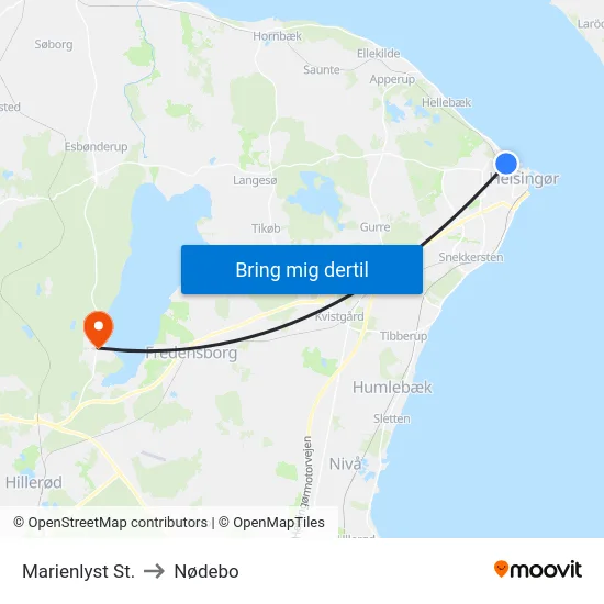 Marienlyst St. to Nødebo map