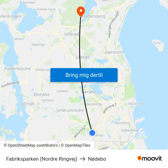 Fabriksparken (Nordre Ringvej) to Nødebo map