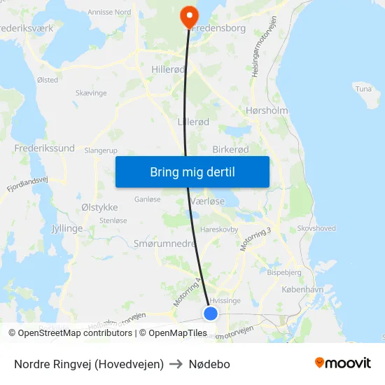 Nordre Ringvej (Hovedvejen) to Nødebo map