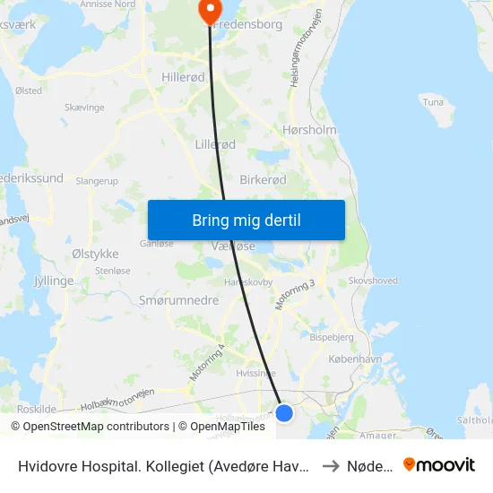Hvidovre Hospital. Kollegiet (Avedøre Havnevej) to Nødebo map