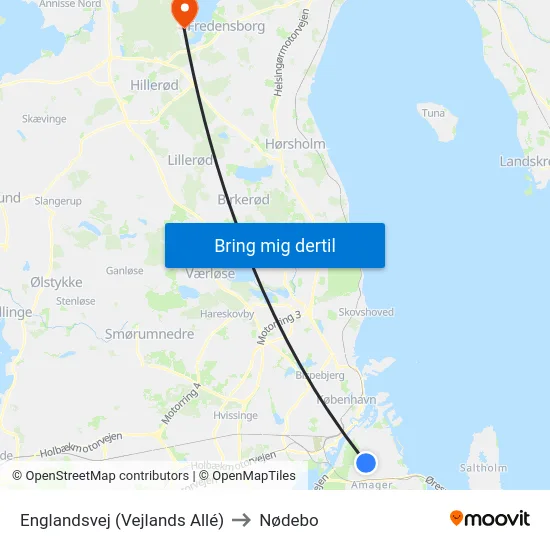 Englandsvej (Vejlands Allé) to Nødebo map