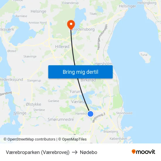 Værebroparken (Værebrovej) to Nødebo map