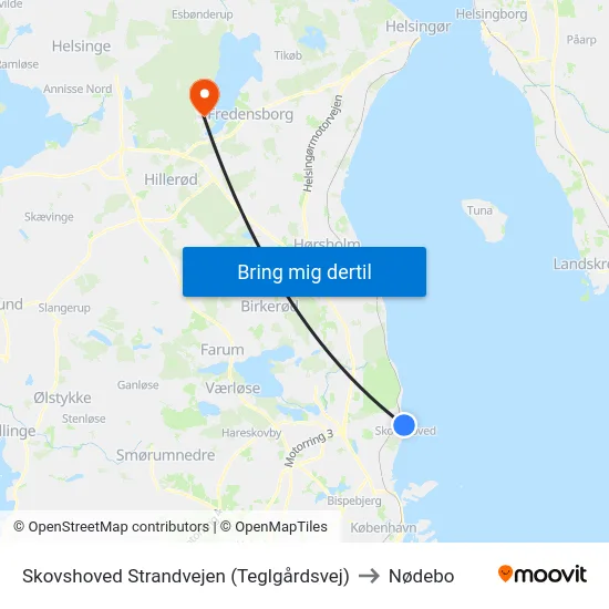 Skovshoved Strandvejen (Teglgårdsvej) to Nødebo map