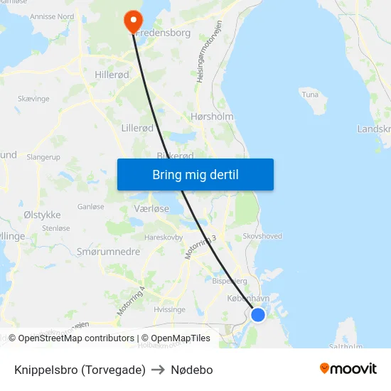Knippelsbro (Torvegade) to Nødebo map