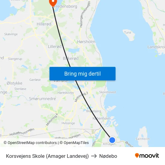 Korsvejens Skole (Amager Landevej) to Nødebo map