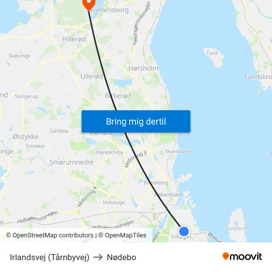 Irlandsvej (Tårnbyvej) to Nødebo map