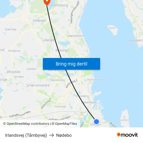 Irlandsvej (Tårnbyvej) to Nødebo map