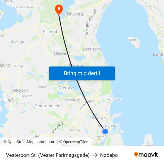 Vesterport St. (Vester Farimagsgade) to Nødebo map