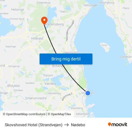 Skovshoved Hotel (Strandvejen) to Nødebo map