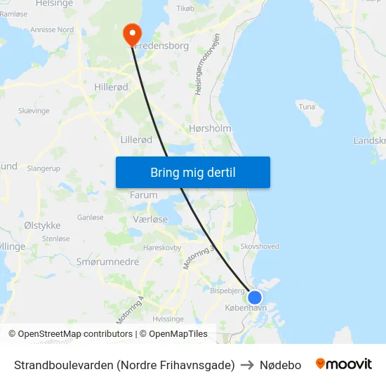 Strandboulevarden (Nordre Frihavnsgade) to Nødebo map