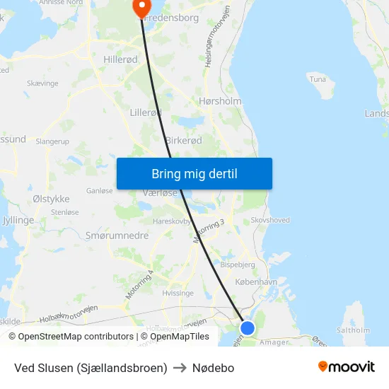 Ved Slusen (Sjællandsbroen) to Nødebo map
