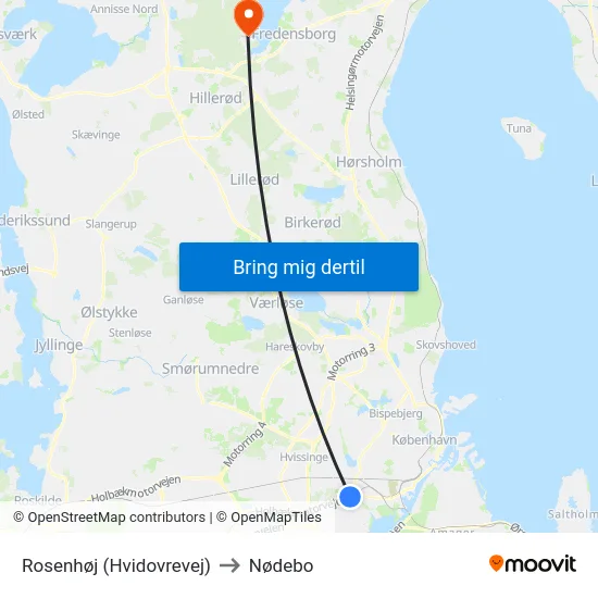 Rosenhøj (Hvidovrevej) to Nødebo map