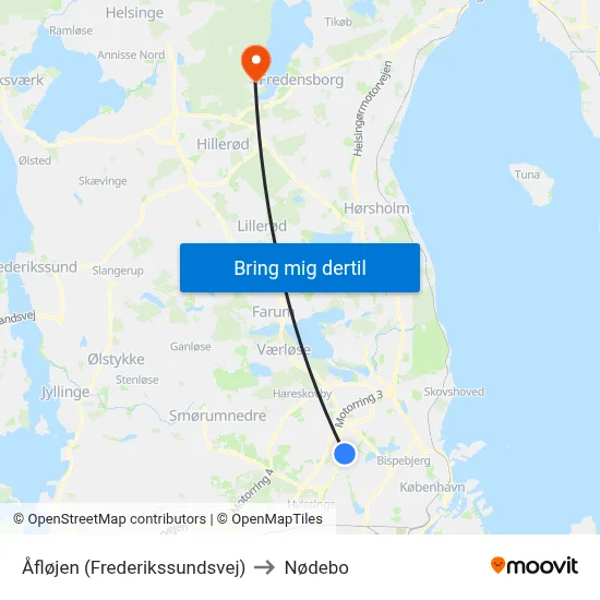 Åfløjen (Frederikssundsvej) to Nødebo map