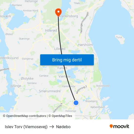 Islev Torv (Viemosevej) to Nødebo map