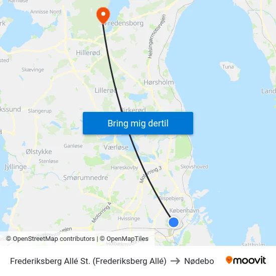 Frederiksberg Allé St. (Frederiksberg Allé) to Nødebo map