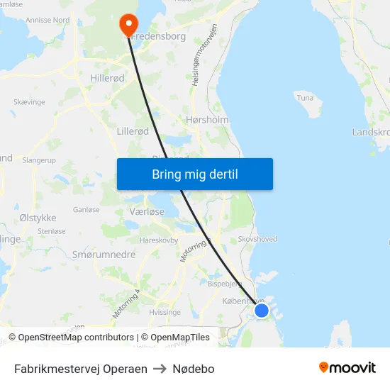Fabrikmestervej Operaen to Nødebo map