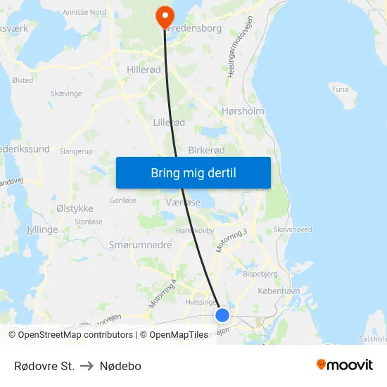 Rødovre St. to Nødebo map