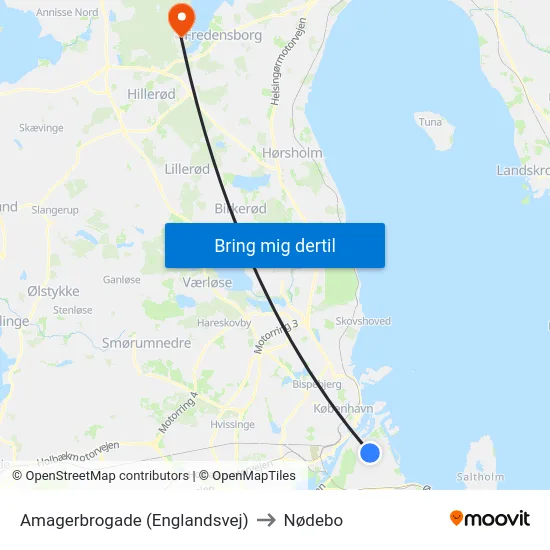 Amagerbrogade (Englandsvej) to Nødebo map