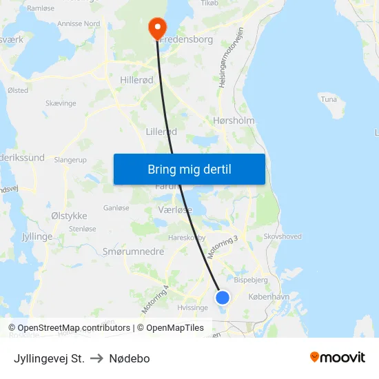 Jyllingevej St. to Nødebo map
