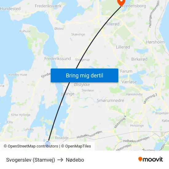 Svogerslev (Stamvej) to Nødebo map