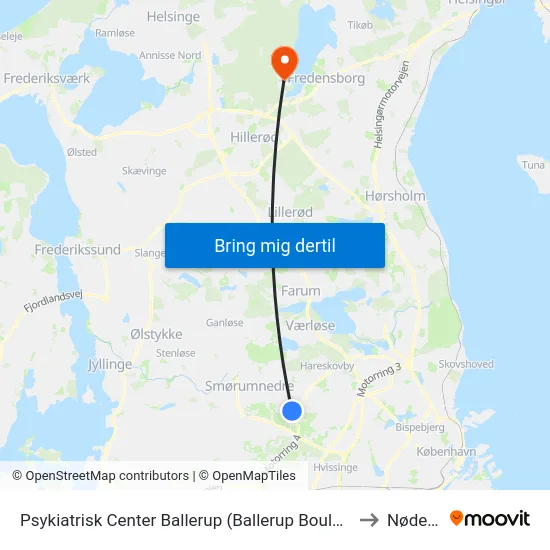 Psykiatrisk Center Ballerup (Ballerup Boulevard) to Nødebo map