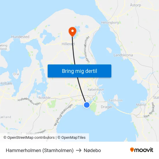 Hammerholmen (Stamholmen) to Nødebo map