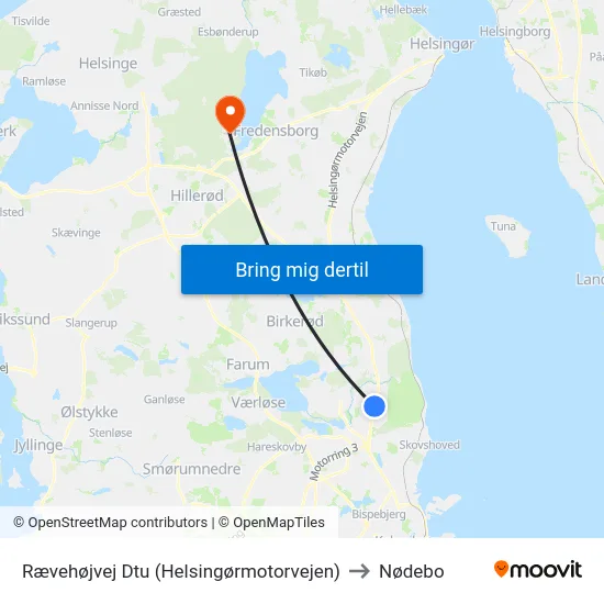 Rævehøjvej Dtu (Helsingørmotorvejen) to Nødebo map