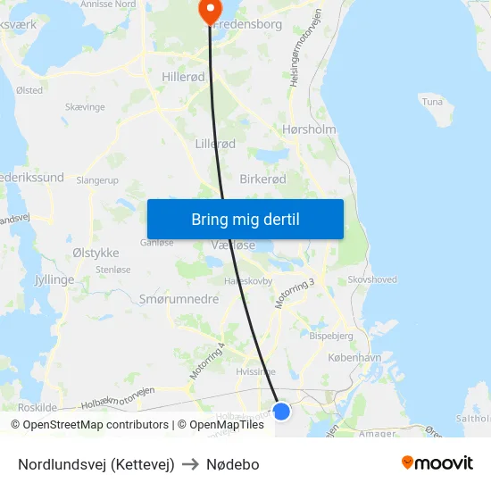 Nordlundsvej (Kettevej) to Nødebo map