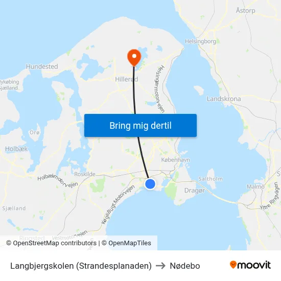 Langbjergskolen (Strandesplanaden) to Nødebo map